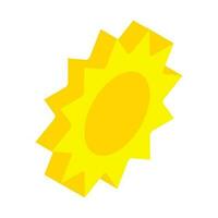 Isometric sun icon in yellow color. vector