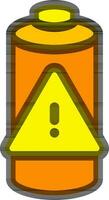 Battery Warning icon in yellow and orange color. vector