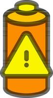 Battery Warning icon in yellow and orange color. vector