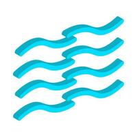 Isometric wave icon in blue color. vector