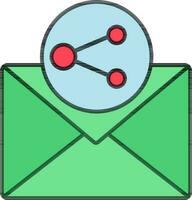 Mail or Envelope Sharing icon in flat style. vector