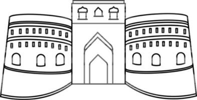 Line art bidar fort icon in flat style. vector