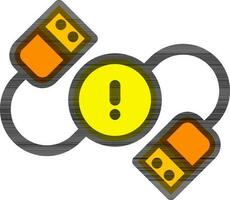 Flat style Warning USB Cable icon or symbol. vector