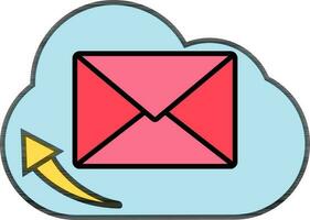 Flat style Email Cloud with Arrow icon or symbol. vector