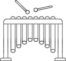 Flat style marimba icon in black line art. vector