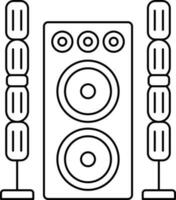 Illustration of black line art home theater icon. vector