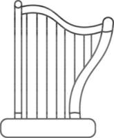 Black line art harp icon. vector