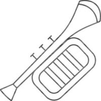 Black line art trumpet icon. vector