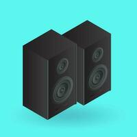 Realistic speakers on blue background. vector