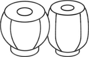 Two tabla icon in black line art. vector