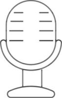 Black line art microphone on white background. vector