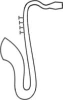 Side view of saxophone in black line art. vector