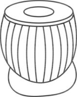 Black line art isolated tabla icon. vector