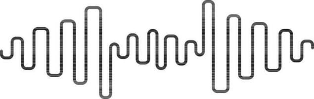 Frequency sound wave in black line art. vector