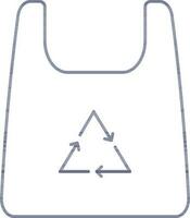 Recycle Bag Icon In Blue Line Art. vector