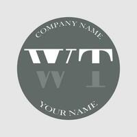 initial WT logo letter monogram luxury hand drawn vector