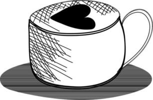 Hand drawn coffee cup with plate icon. vector