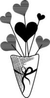 Hand drawn hearts bouquet icon. vector