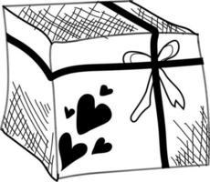 Hand drawn style illustration of gift box icon. vector