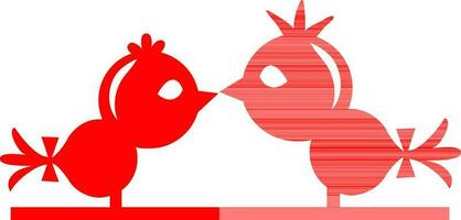 plano estilo Pareja aves en rojo color. vector