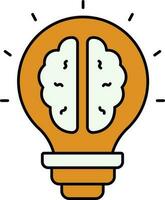 brillante cerebro o idea icono en amarillo y blanco color. vector