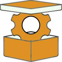 Illustration of Yellow Cogwheel in Open Box Icon. vector