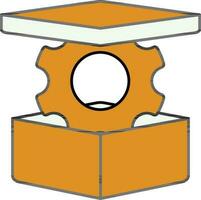 Illustration of Yellow Cogwheel in Open Box Icon. vector