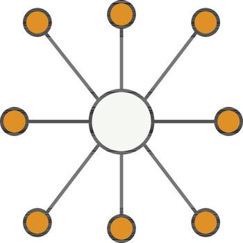 Flat Style Cluster or Share Icon in Yellow and Black Color. vector