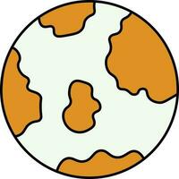 Yellow and White Earth Globe Icon in Flat Style. vector