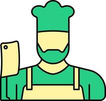 Butcher Icon In Green And Yellow Color. vector
