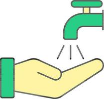 Wudhu Or Hand Wash Icon In Green And Yellow Color. vector