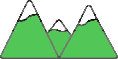 Mountain Icon In Green And White Color. vector