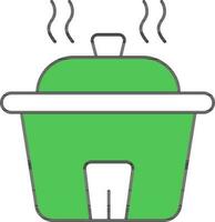 Hot Pot Icon In Green And White Color. vector