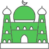 Mosque Icon In Green And White Color. vector