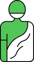 Faceless Hajj Man Icon In Green And White Color. vector