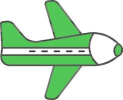 Airplane Icon In Green And White Color. vector