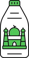 Green And White Color Zamzam Bottle Icon. vector