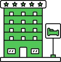 Five Star Hotel Icon In Green And White Color. vector