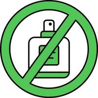 No perfume icono en verde y blanco color. vector