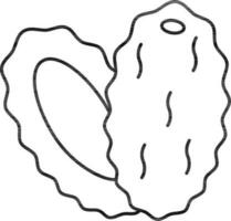 Dried Dates Icon In Black Line Art. vector