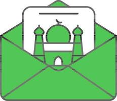 verde y blanco color mezquita en sobre icono. vector