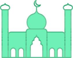 Mosque Icon In Green And White Color. vector