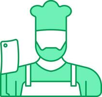Butcher Icon In Green And White Color. vector