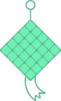 Ketupat Icon In Green And White Color. vector