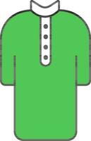 Kurta Icon In Green And White Color. vector