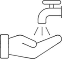 Wudhu Or Hand Wash Icon In Black Line Art. vector