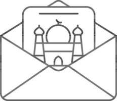 Linear Style Mosque In Envelope Icon. vector