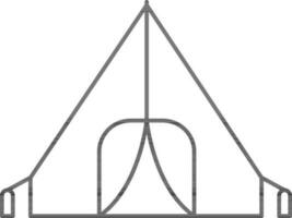 Camping Tent Icon In Black Line Art. vector