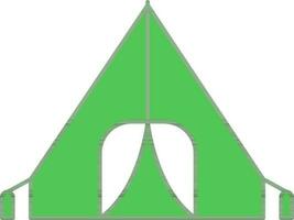 Camping Tent Icon In Green And White Color. vector