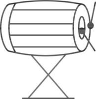 Drum With Stick Icon In Black Outline. vector